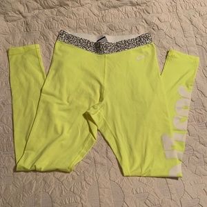 Nike pro warm lined leggings bright yellow size medium